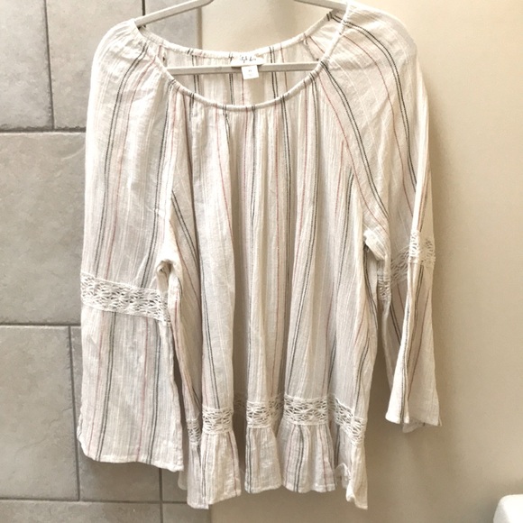 Style & Co. Tops - striped blouse-Style &Co Cotton with crochet lace